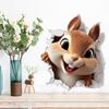 3D Breaking Wall Squirrel Wall Sticker Self-Adhesive Removable for Kids Room Living Room Home Decor