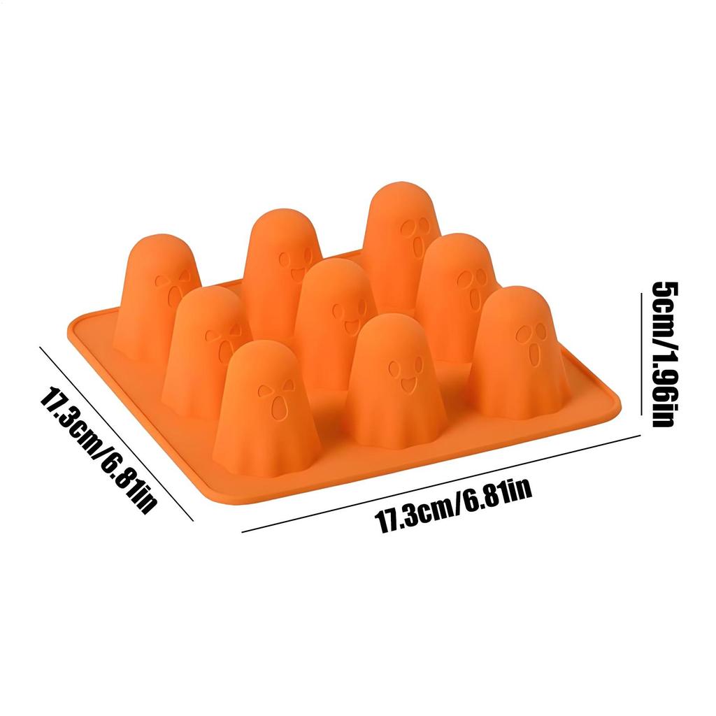 Reusable Ghost Jello Mold Easy To Clean Orange Silicone Chocolate Mold Halloween Homemade Ghost Baking Mold for Gummy Candy
