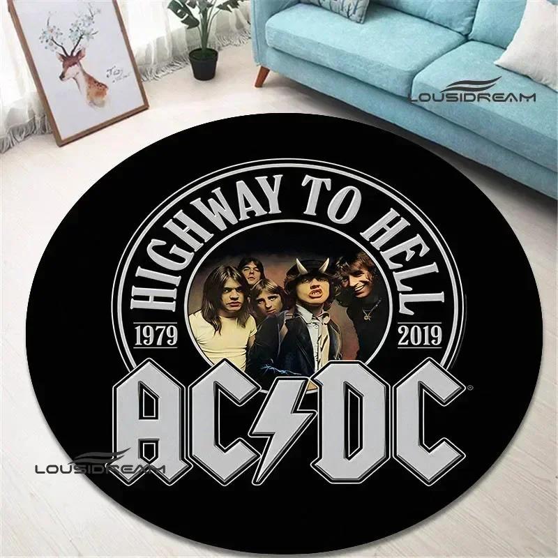 3D Rock Band AC/DC Retro Printed Round Carpet Bedroom Beautiful Carpet Non -slip Door Pad Floor Mats Area Rug Birthday Gift