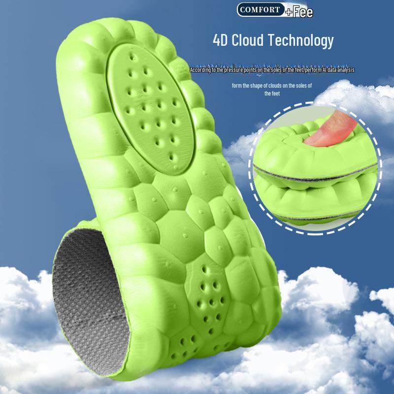 4D Cloud Sports Insoles: Shock-Absorbing, Deodorizing, Breathable, Sweat-Absorbing, Soft, Pain-Relief, High-Elastic Military Training Insoles.