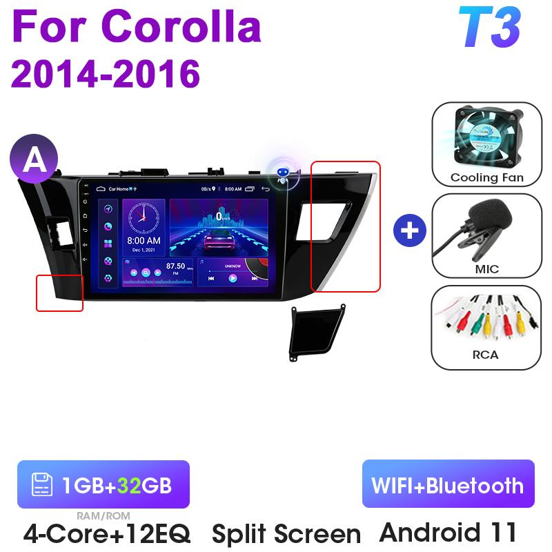 2 Din Android 12 Car Radio For Toyota Corolla Ralink 2013-2016 Multimedia Video Player GPS 4G Carplay Auto Stereo DVD Head Unit