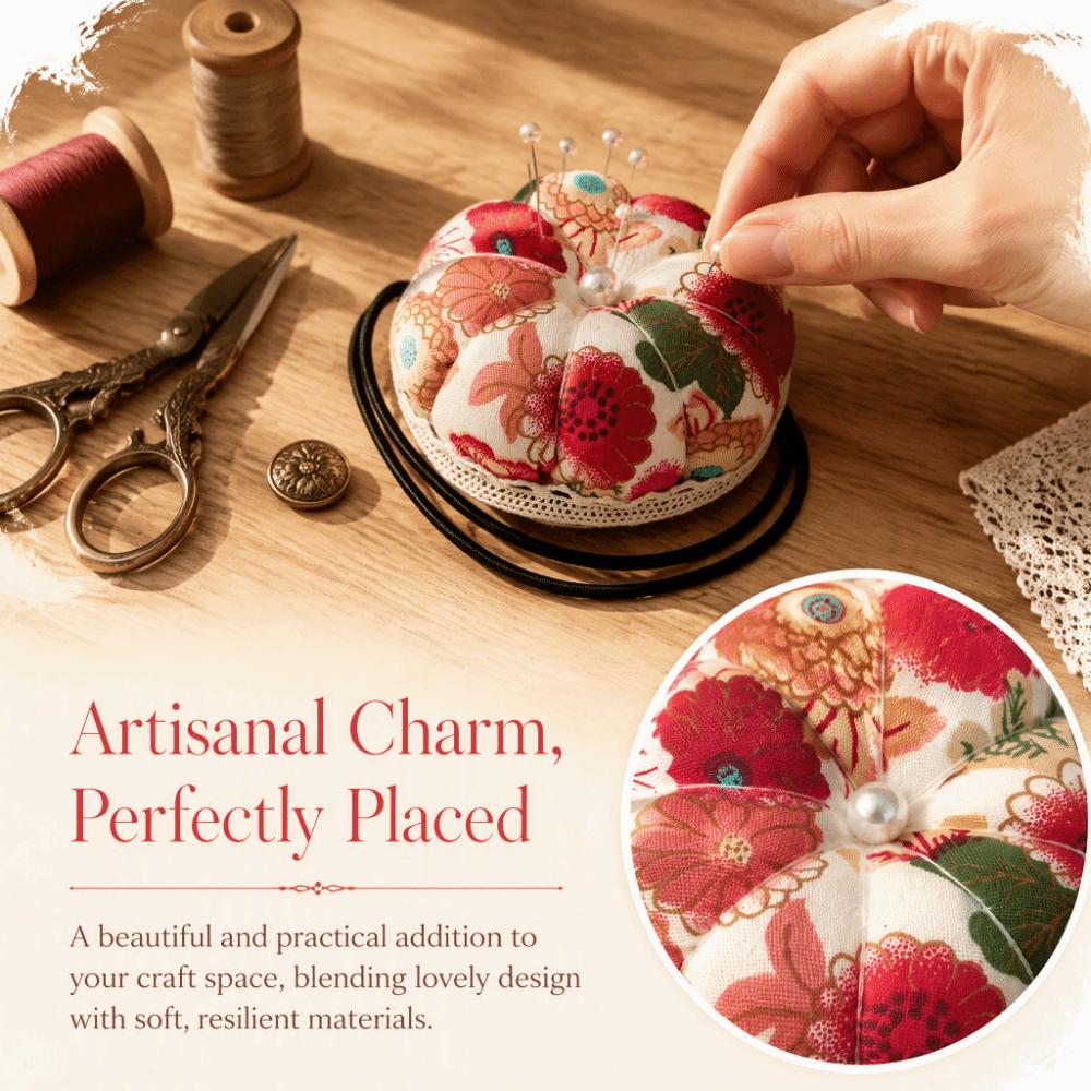 Red Wrist Strap Pin Cushion Diameter 6cm Elastic Strap Pincushion Pumpkin Pin Bag  For Handcraft