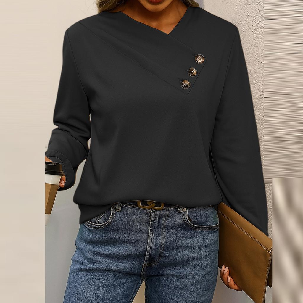 Women's Casual V,neck Long,Sleeved Pullover Color Sweatshirt