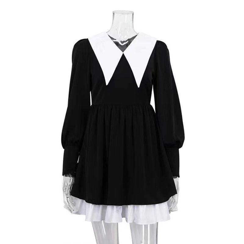 

Новое платье с воротником Питера Пэна, приталенное, стройнящее, в стиле Хепберн, с юбкой-петтикот и кукольным воротником Black L