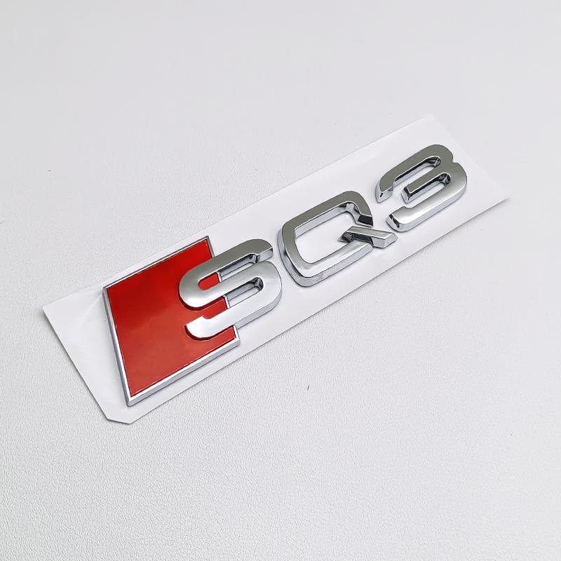 3D ABS Black Audi Logo SQ5 SQ3 SQ8 SQ7 Emblem Letters Sticker Car Rear Trunk Badge Decal For Audi SQ 3 5 7 8 Auto Accrssorie