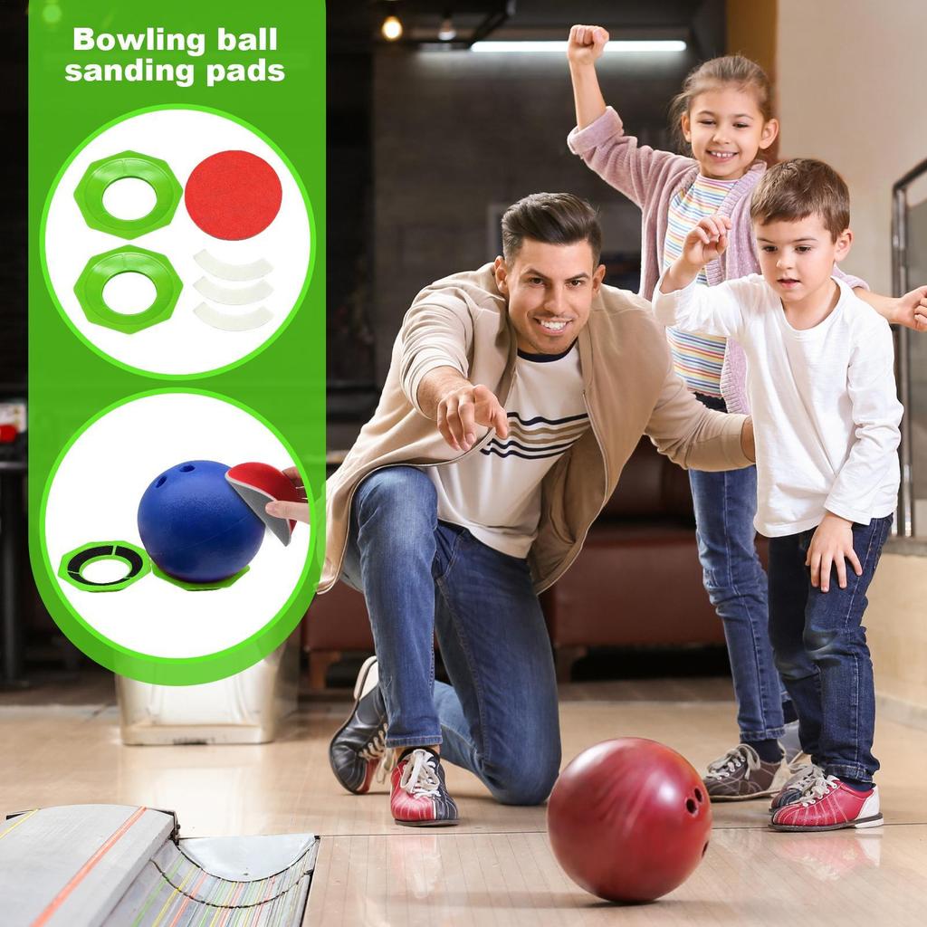 Bowling Ball Maintenance Sanding Pads - 2-Piece Set with Ergonomic Grip, Different Grits for Surface Adjustment for All Ages