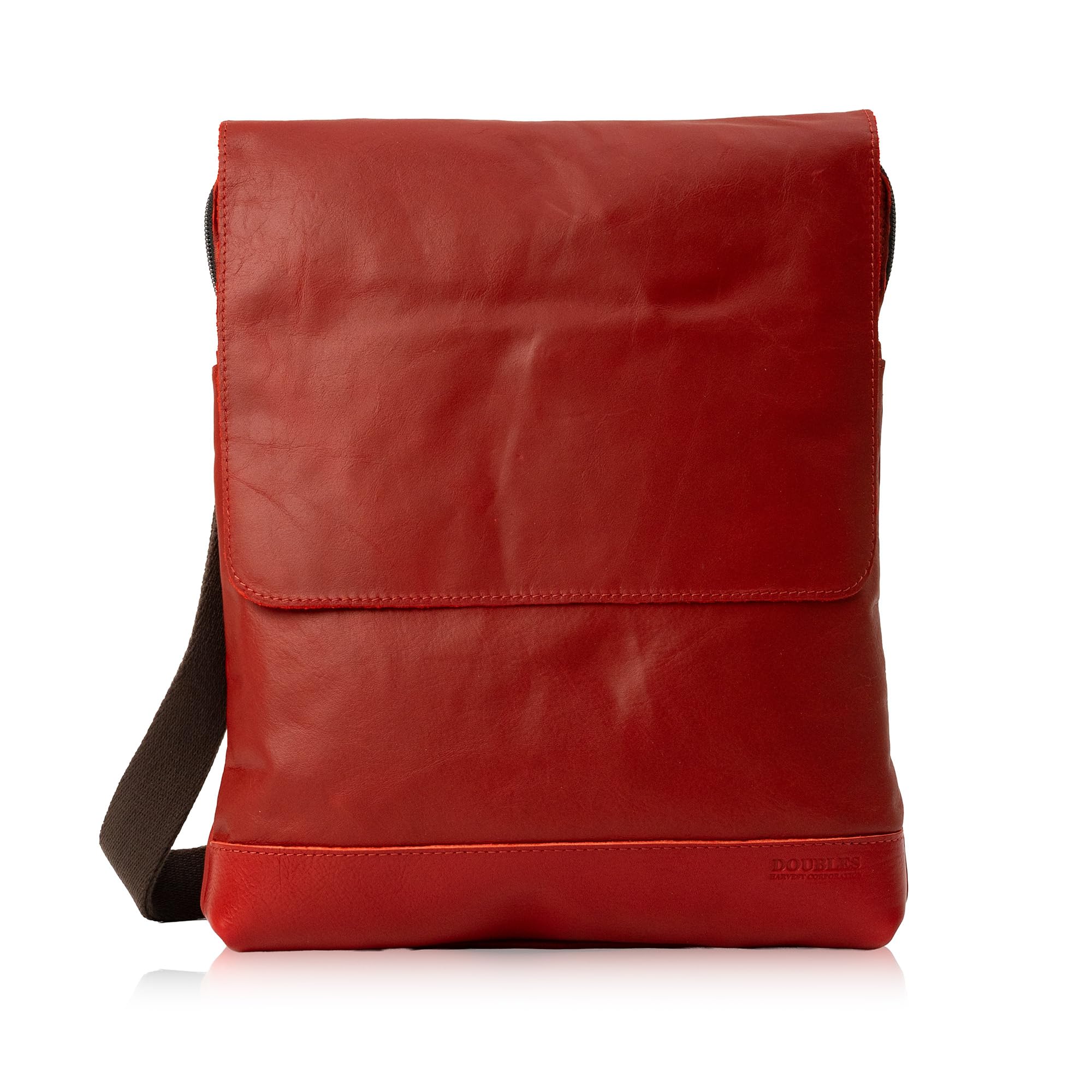 DOUBLES Мужская наплечная сумка, Стильная, Натуральная кожа, Формат A4, JVK-1604, Красный