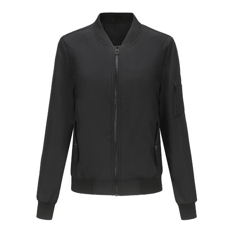Women Bomber Jacket Spring Autumn Thin Topcoat Loose Flight Jacket Long Sleeves Baseball Collar Zipper Outer Wear