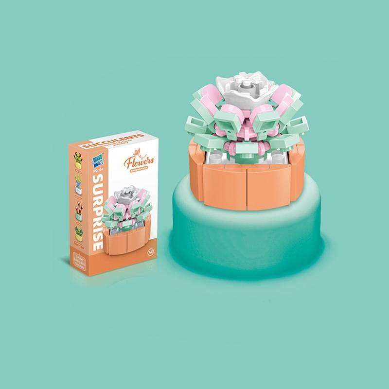 Small Children Puzzle Particle Building Block Flower Flexing Potted Model Toy