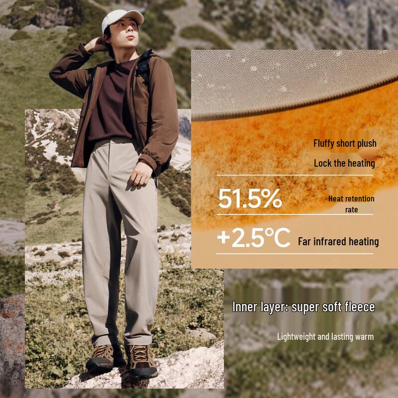 Beneunder Men's Outdoor Windproof Velour Straight-Leg Pants PM076
