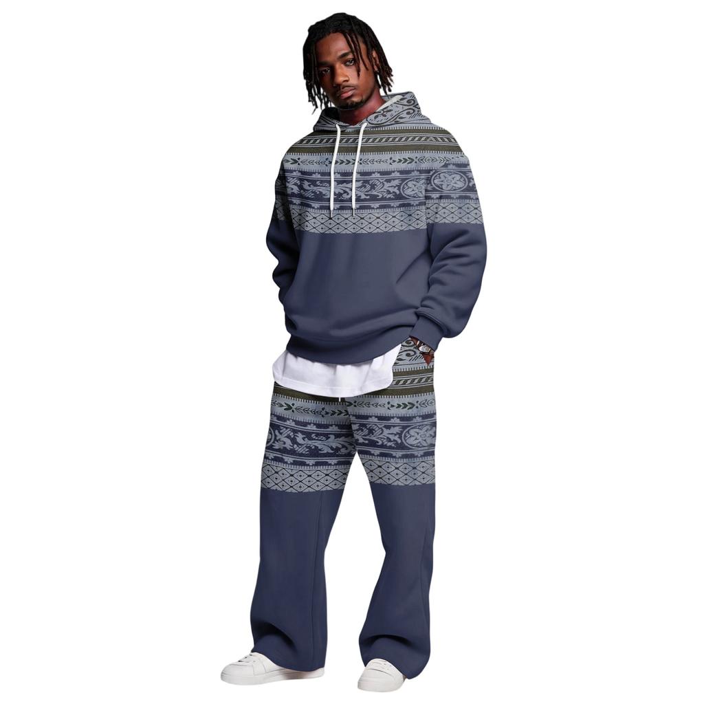 Completo con Felpa e Pantaloni da Tuta da Uomo con Vita Elastica, Outfit Casual Due Pezzi
