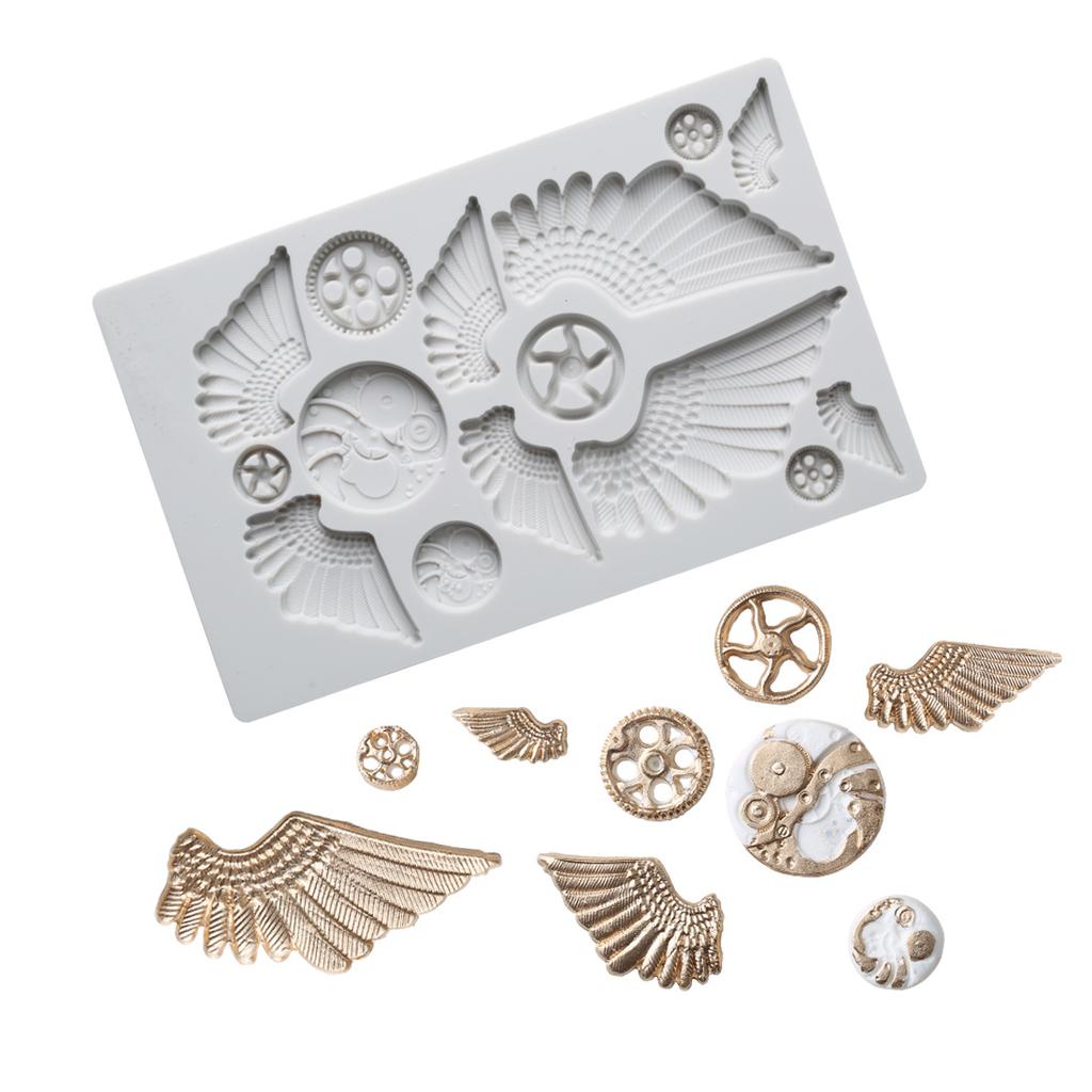 Creative Mechanical Gears Wing Lines Chocolate Mold Sugar Cake Silicone Mold Home Baking Cake Tools Fondant Molds