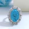 Hui Zhi Yi 2023 Synthetic Paraiba S925 Sterling Silver Women's Ring, 10x15mm European & American Fashion.