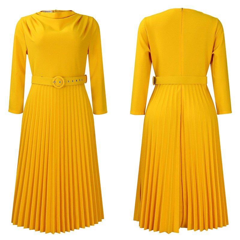 

Сексуальное платье больших размеров для полных женщин, одежда для дам больших размеров Yellow 2XL