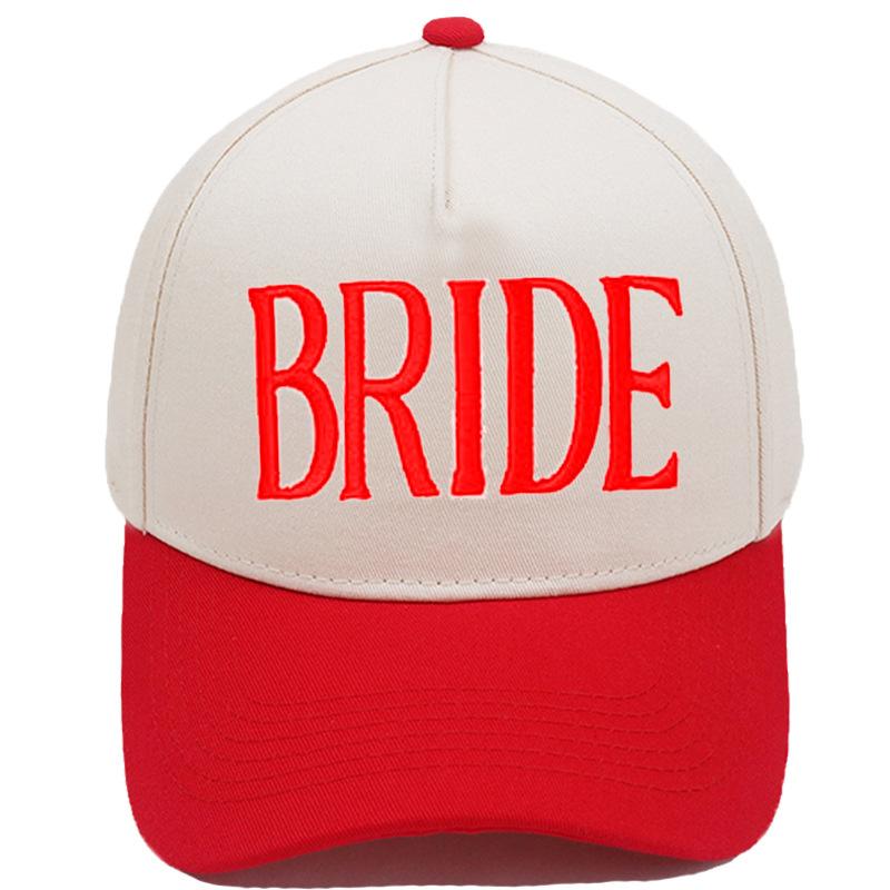 GROOM BRIDE Embroidered Color-Block PVC 5-Panel Trucker Hat European/American Men's/Women's Couple Wedding Party