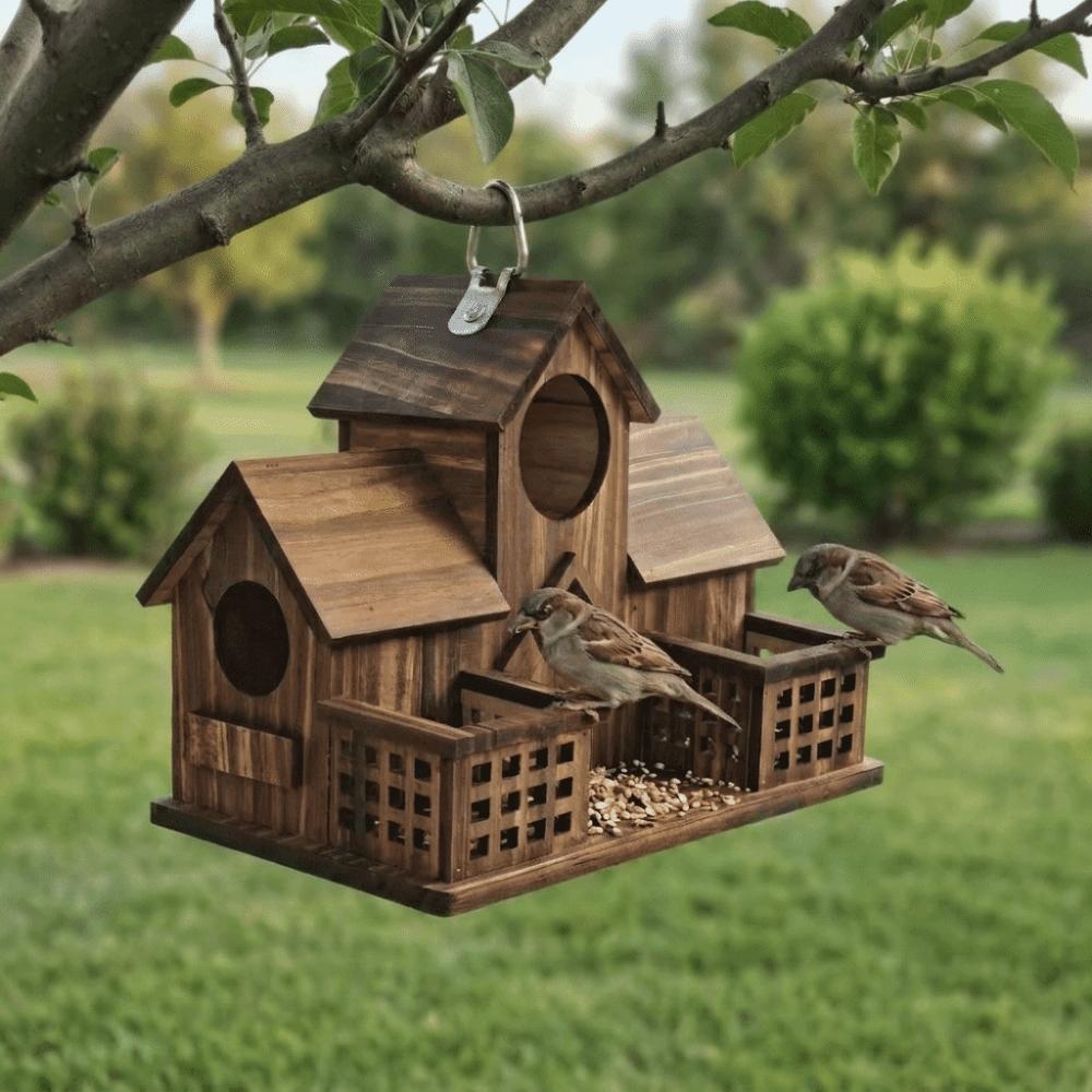 Waterproof Bird Feeding Birdhouse Hanging Bird Nesting Box Outdoor Birdhouse  Wild Birds Habitat