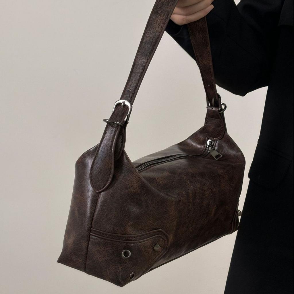 2024 New Autumn Winter Niche Retro Melad Baguette Bag for Women Large Capacity Underarm Bag Single Shoulder Crossbody Bag