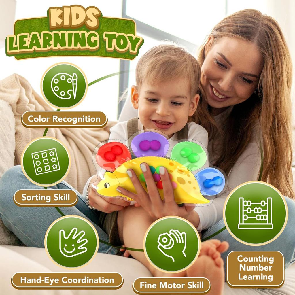 Dinosaur Color Sorting Sensory Squeezable Toy For Toddler Emotional Learning Educational Matching Game Stress Relief