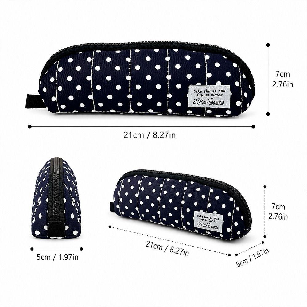 Polka Dot Design Pen Bag Portable Pencil Pouch Stationery Organizer School Supplies