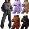 2026 Spring Women's European & American Solid Color Hoodie Sweatshirt & Long Pants Casual Streetwear Two-piece Set