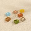 Classic Trend Color Acrylic Ring Ring  Simple Geometric Square Wide Edge Resin Ring Jewelry Wedding Gift Creative