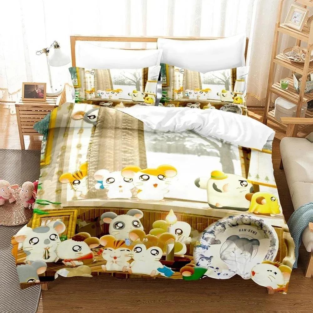 3D Printed Cartoon Animal Hamtaro Bedding Set Single Twin Full Queen King Size Bed Set Adult Kid Bedroom Duvet Cover Sets