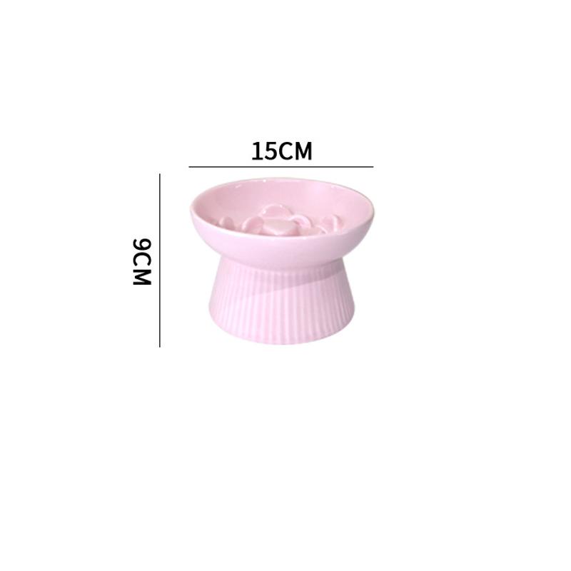 Ceramic Tall Footed Slow Eating To Prevent Choking Pet Bowls, Anti Overturning Oblique Mouth, Neck Protection, Dog Cat Bowl, 1Pc