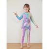2 Pcs Girls Swimsuit Cartoon Printing Long Sleeve One-piece Swimwear Beach Sunscreen Trousers With