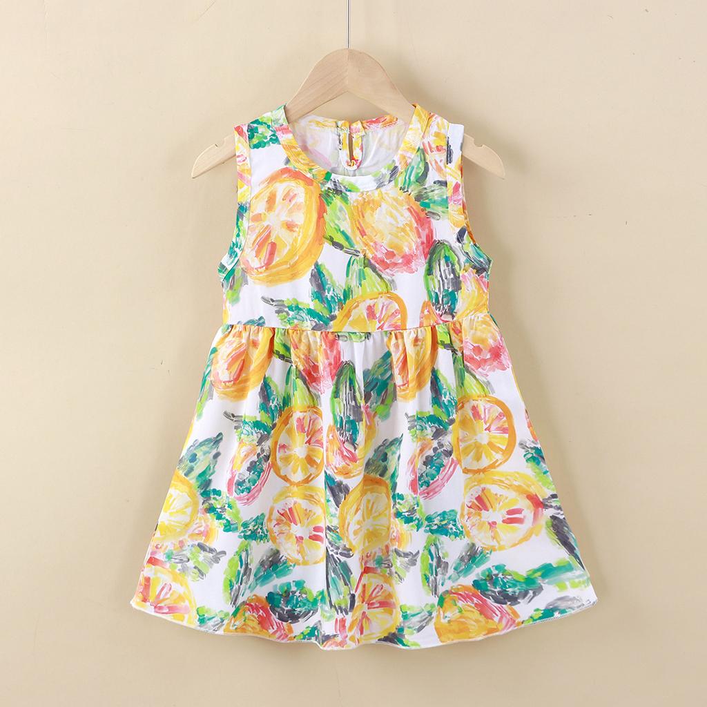 Cute Floral Print Sleeveless Princess Dress for Infant Girls Casual Summer Baby Girls Vest A Line Dress