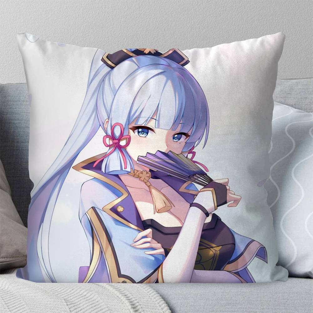 Kamisato Ayaka Anime Spiel Genshin Impact Kissenbezug Mode Quadratischer Kissenbezug Schlafzimmer Sofa Raum Ins Dekoration Freizeit