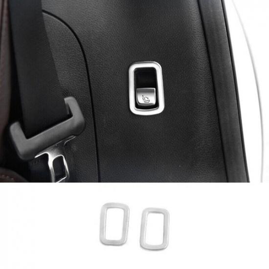 For Mercedes-Benz GLC 2016- Steel Silver Rear Seat Button Cover Trim 2PCS
