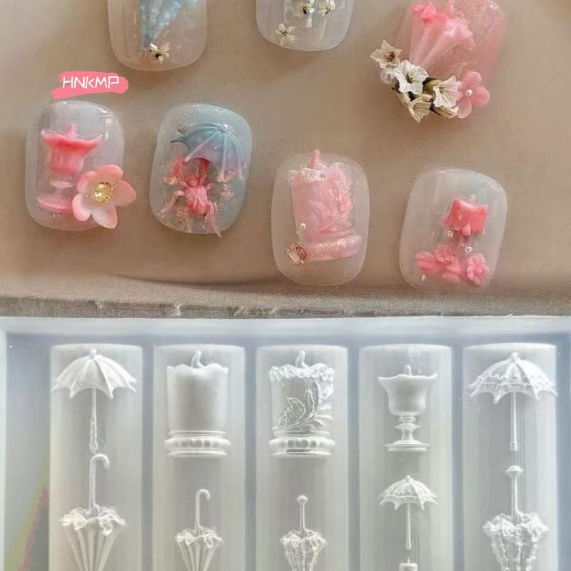 3D Silicone Nail Mold Butterfly Flower Design Sweet Bow Bead Chain Pattern for DIY Nail Art Decor Transparent Manicure Tools