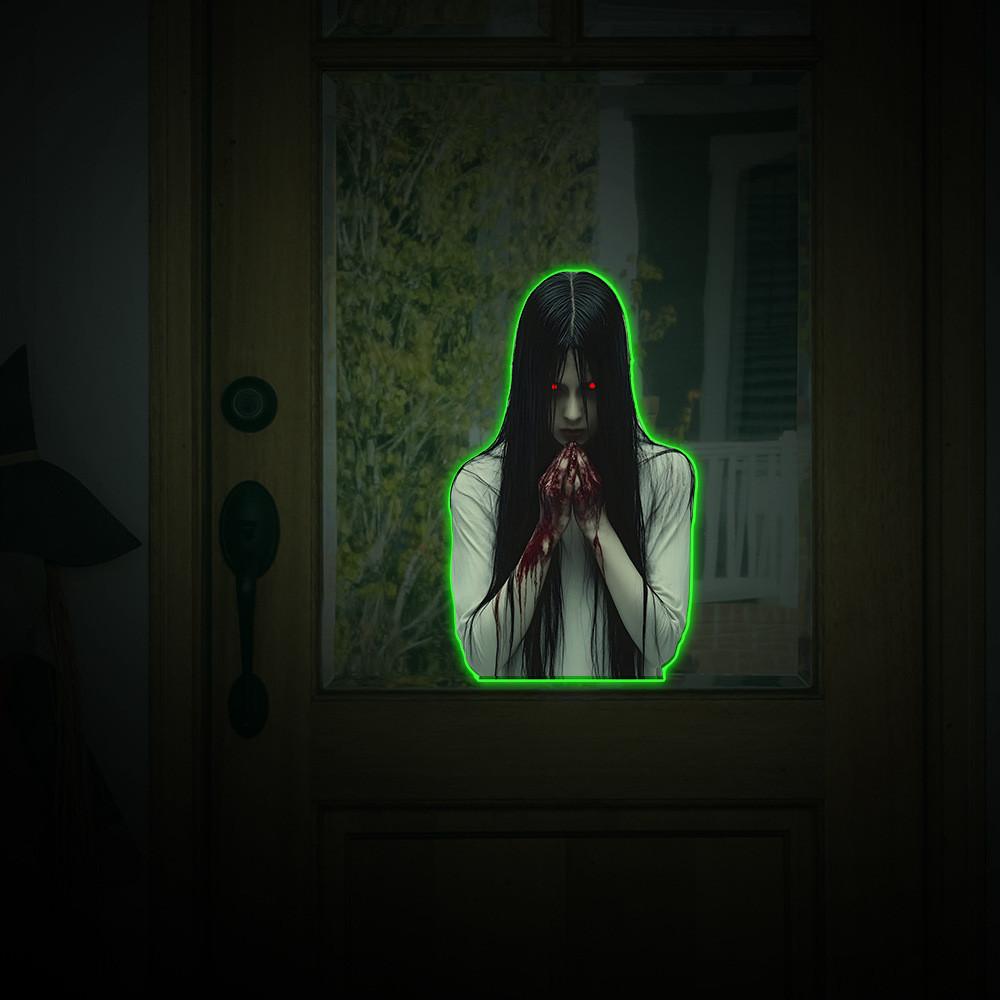 Halloween Night Light Wall Decal With Blood Handprint Pvc Material For Home And Commercial Spaces