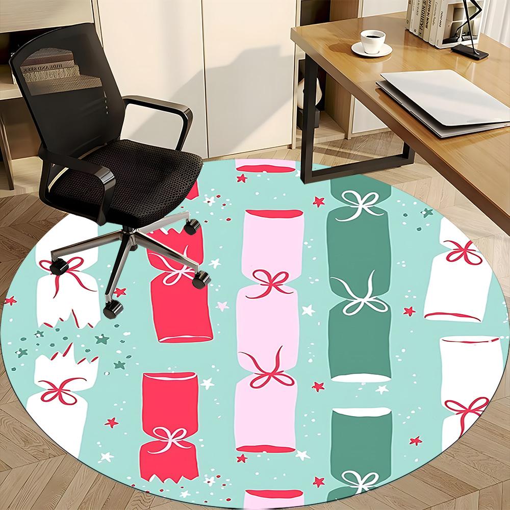 1pc Christmas crackers Office Round Rug, Non-slip, Soft and Durable Office Rug for Interior Decoration, Perfect for Office, Beautiful Decoration yy260