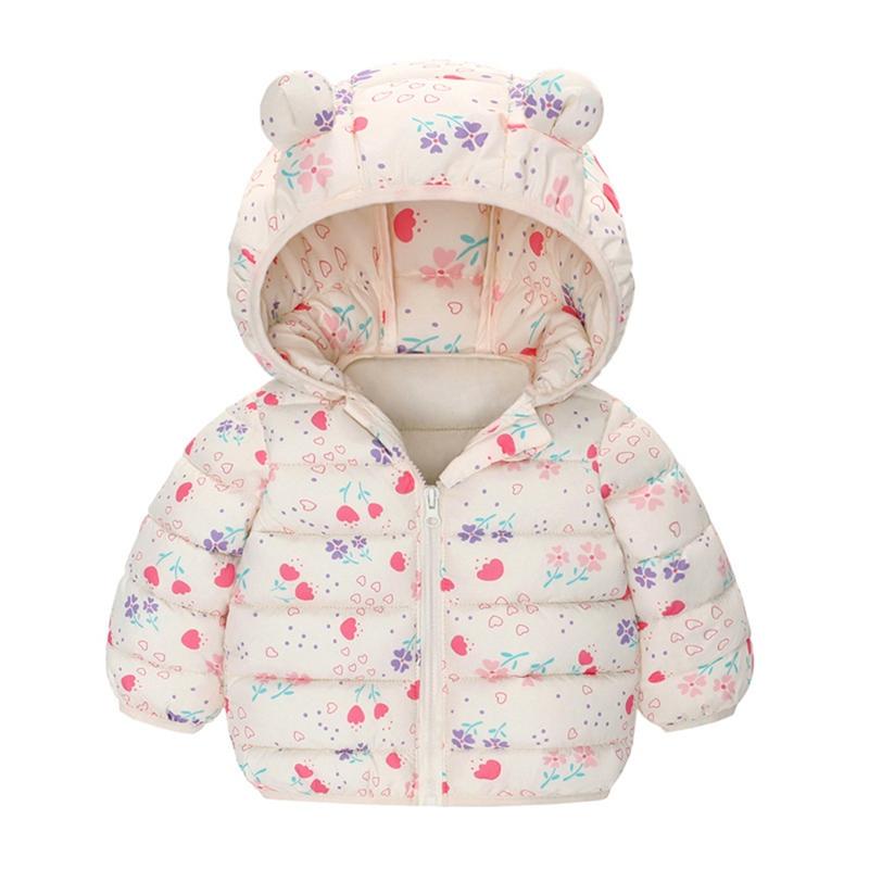 1-6 Years Kids Printed Hooded Coat Zipper Jacket