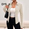 Knitting Cardigan Lapel Long Sleeve Single Breasted Knitting Coat Women Solid Color Slim Fit Outwear Knitwear