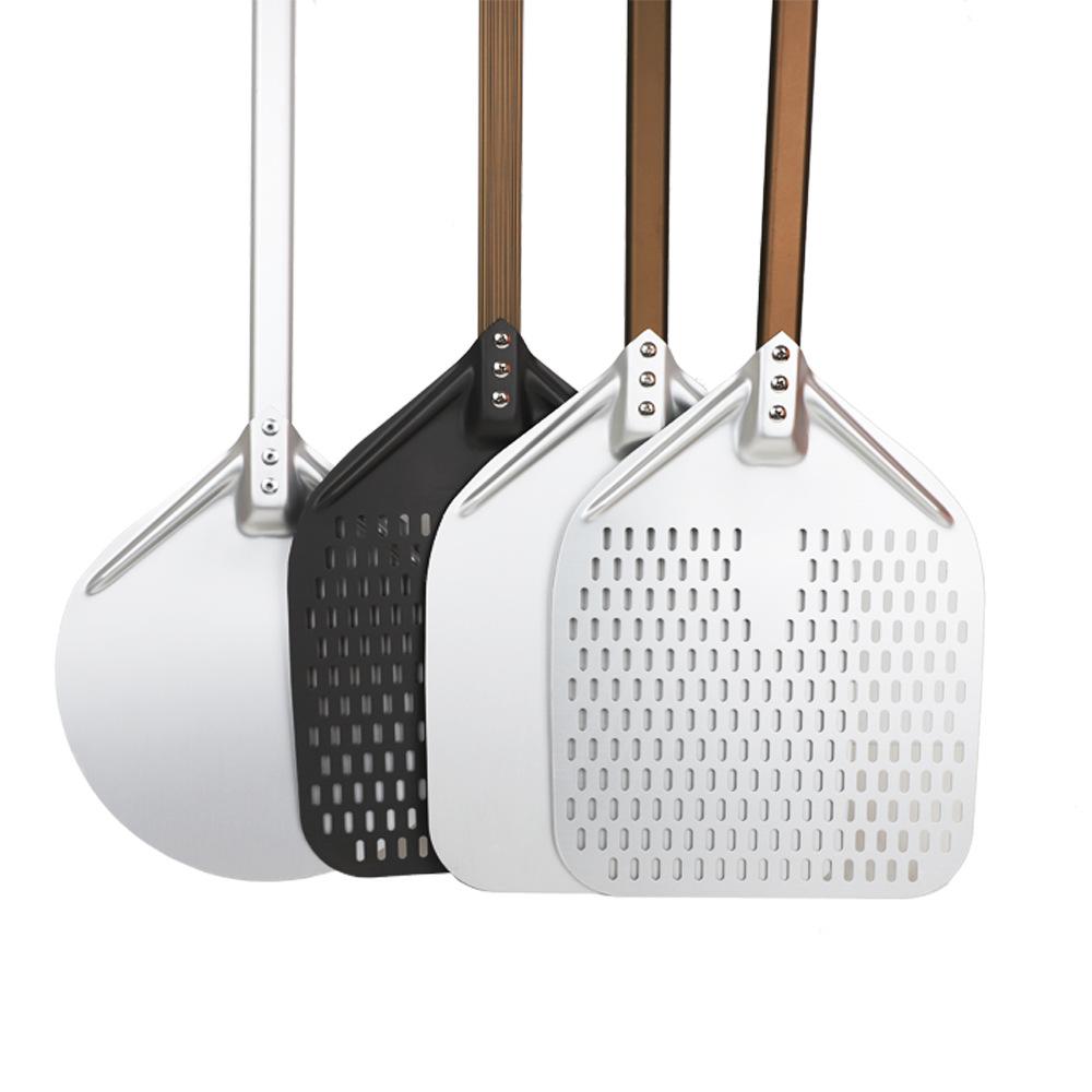 

Professional Aluminum Pizza Paddle Perforated with Extended Removable Handle Rectangular Pizza Turning Peels for Baking срібний