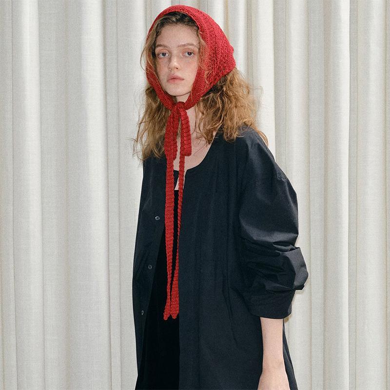 Retro Hollow Knitted Headscarf Lace-Up Triangle Turban Fashion Belt Accessories