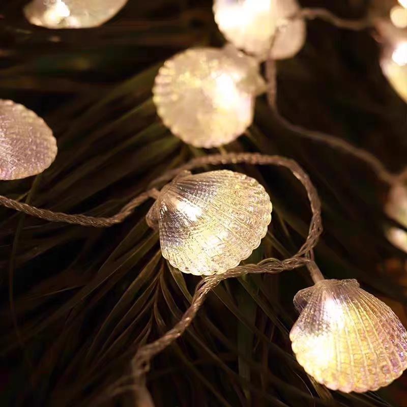 LED Ocean Shell Lights String Battery Operated Fairy Lights Seahorse Starfish Theme Bedroom Living Room Wedding Party Decorative