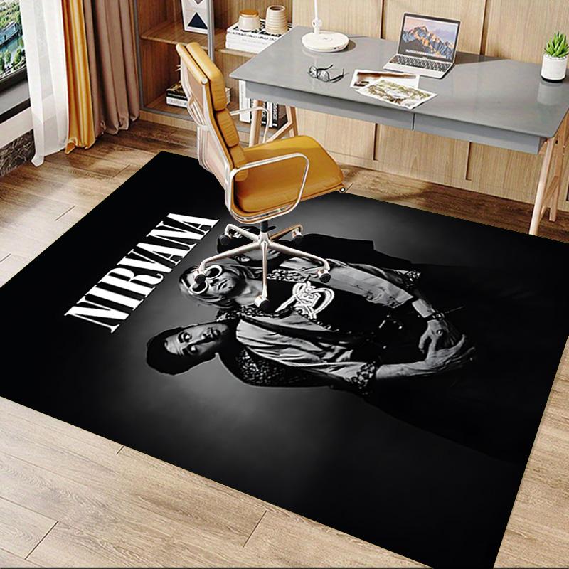 Nirvana Band Portrait Carpet For Playroom Bedroom Living Room Sofa Home Decorkids Game Area Rug Nonslip Floor Mat