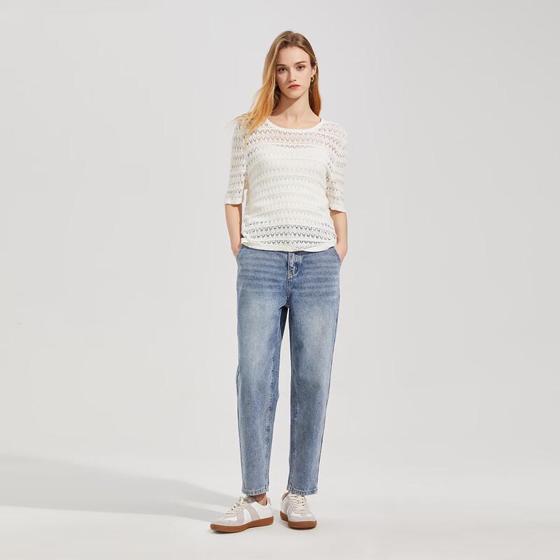 Shetu Women's Hollow Out Short Sleeve Knit Top