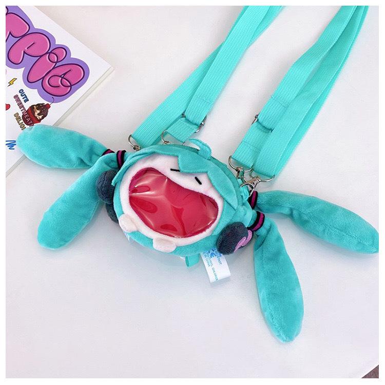 New  Cute Cartoon Future Girl Hatsune Miku Plush Shoulder Pain Bag Doll Backpack Large Bag Double Shoulder Bag