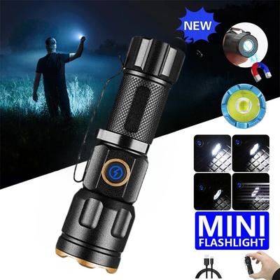 Zoom White Light Beam Mini Flashlight Rechargeable Portable Child Lady Backpack Pocket Home Outdoor Magnet Work Emergency Torch