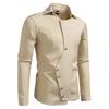 Men's Casual Solid-color Long-sleeved Shirt, Men's Slanted Front Button-down Lapel Shirt