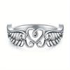 1pc Retro Angel Wing Heart Ring, Creative Ring, Mother's Day Gift Jewelry