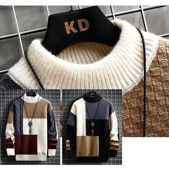 Męski sweter z grubej dzianiny na jesień/zimę 2024 - moda japońska i koreańska