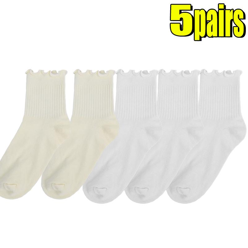 2-20pcs Women Spring and Autumn Stocking Pure Cotton Edge Stacked Socks Ins Trendy White Non Legging Sweating Socks