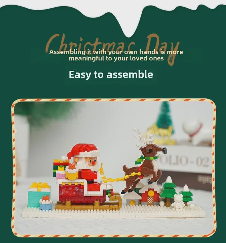 Santa Claus Cloud Mirror Night Light Building Blocks Toy for Kids - Christmas Gift
