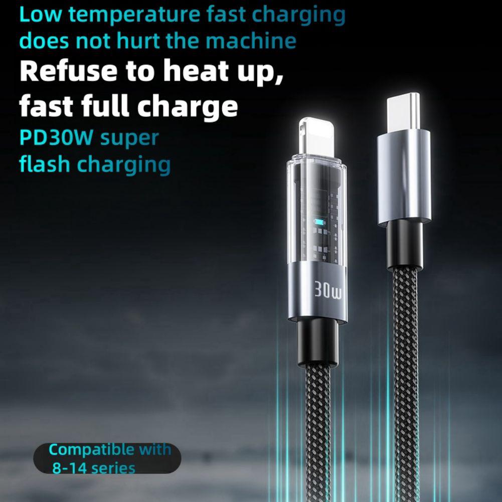 USB C Male To Lighting Male Charging Cable Compatible For IPhone 15 PD 30W Data Cable Fast Charge Cord With Indicator Light