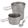 Camping Titanium Cookware Set 1000ml 750ml Pot Pan Spoon Set for Outdoor Camping Hiking Backpacking